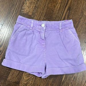 Purple denim shorts